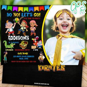 Printable Jake and the Neverland Pirates Birthday Invitation With Photo Instant Download