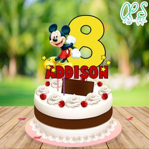 Mickey Mouse Birthday Cake Topper Template Printable Instant Download