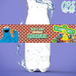 Cookie Monster Birthday Water Bottle Label Template to Print at Home Instant Download