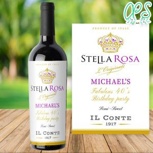 Stella Rosa Birthday Wine label Digital PNG File Template to Print at Home Instant Download