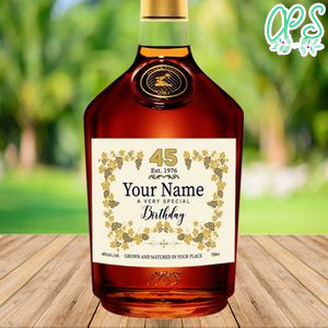 Personalized Happy Birthday Cognac Label Template to Print at Home Instant Download