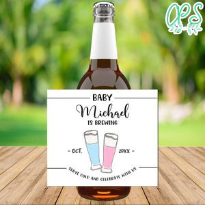 Baby Brewing Pregnancy Announcement Beer Label Customizable Template Instant Download