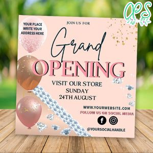 Grand Opening Social Media Flyer Customizable Template Instant Download