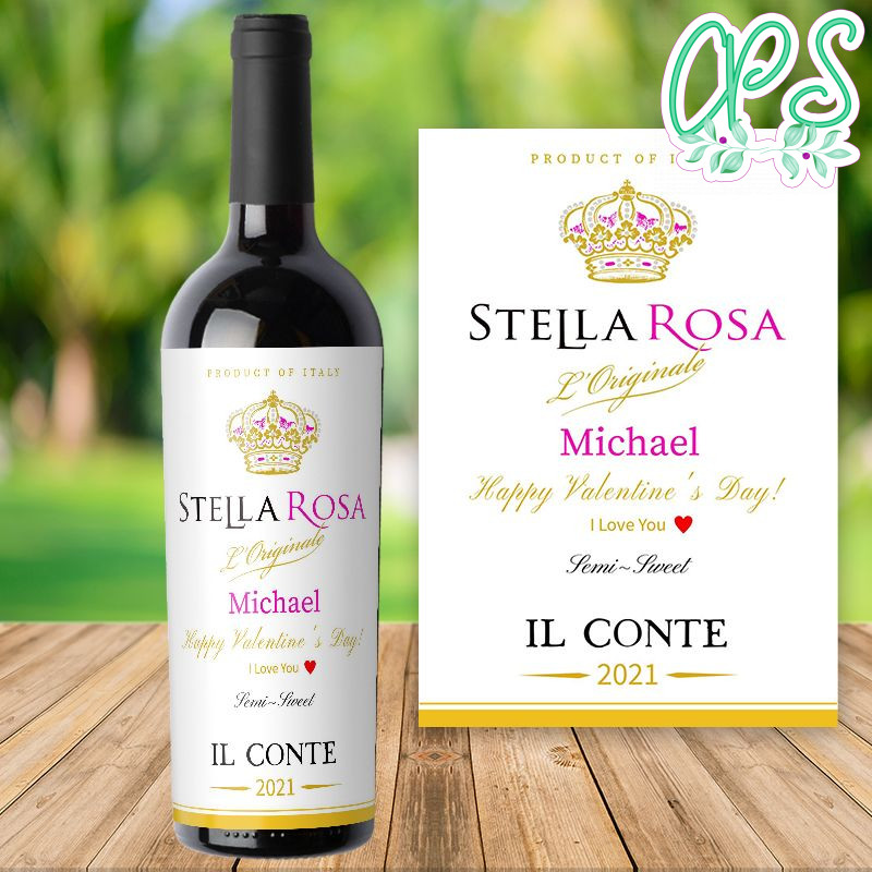 Stella Rosa Valentine's Day Wine bottle label PNG Template DIY ...