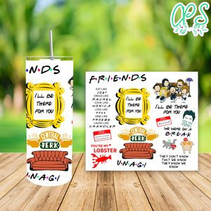 Friends TV Show 20 oz Skinny Tumbler Customizable Wrap Template Instant Download