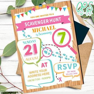 Scavenger Hunt Birthday invitation Customizable Template Instant Download