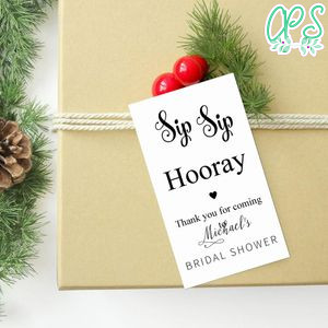 Sip Sip Hooray Bridal Shower Favor Tag Template