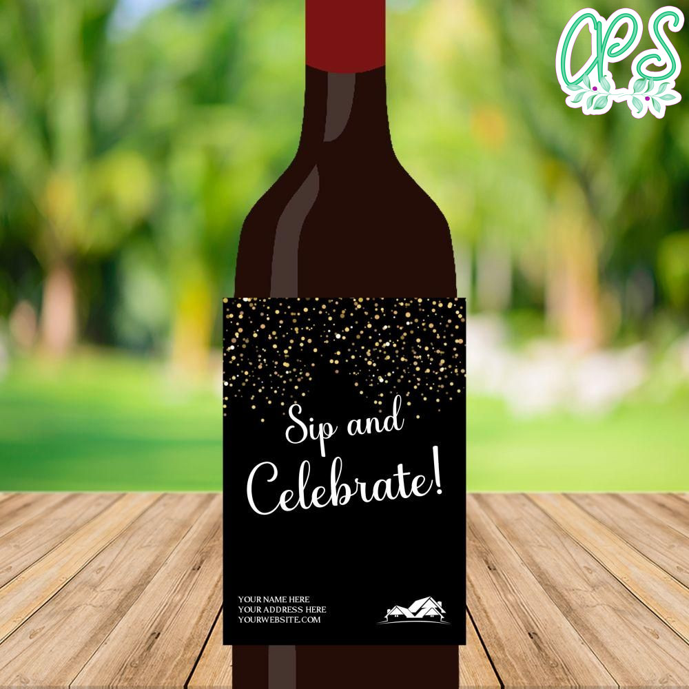 Celebrate Real Estate Agent Wine Label Customizable Template DIY Partyinvitedesign