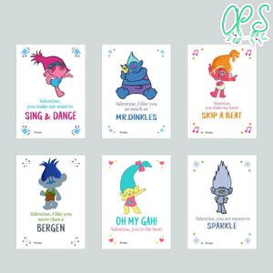 Trolls Valentine Cards Printable Customizable Template DIY
