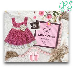 Baby Girl Pregnancy Announcement Digital Social Media Customizable Template Instant Download