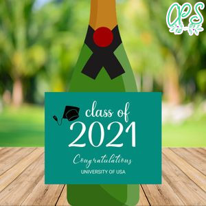 Graduation Class of 2021 Champagne Label Customizable Template Instant Download