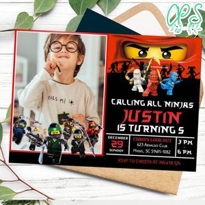 Editable Calling All Ninjas Lego Ninjago Invitations With Photo Instant Download