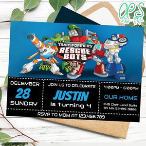 Editable Transformers Rescue Bots Invitation Instant Download