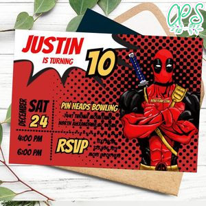 Editable Deadpool Birthday Invitation Instant Download