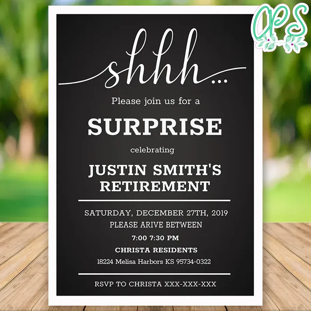 Editable Simple Elegant Surprise Retirement Party Invitation DIY ...