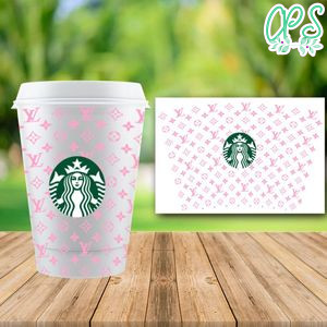 Starbucks Wrap Pink LV Louis Vuiton PNG File template Instant Download