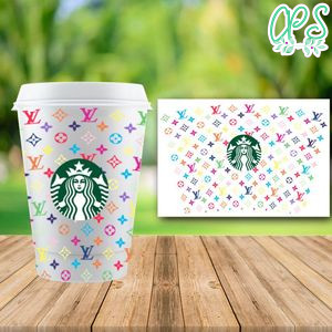 Starbucks Wrap Colorful LV Louis Vuiton PNG File template Instant Download