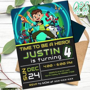 Editable Ben 10 Birthday Flyer Instant Download