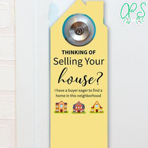 Thinking of Selling Real Estate Agents Door Hanger Tag Template to Print at Home Instant Download