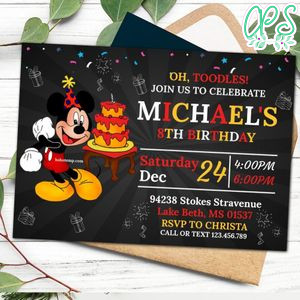 Editable Disney Mickey Mouse Birthday Party Invitation Instant Download