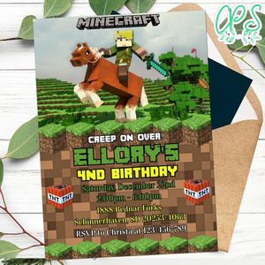 Editable Minecraft Birthday Invitation Instant Download