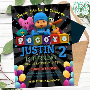Editable Pocoyo Birthday Invitation Instant Download