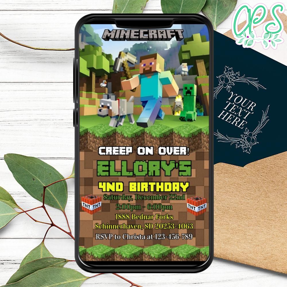 Minecraft Birthday Electronic Invite Invitation Printable ...