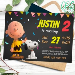 Editable Charlie Brown Peanuts Invitation Instant Download