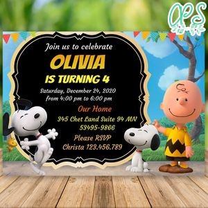 Editable Snoopy Peanuts Invitation Instant Download
