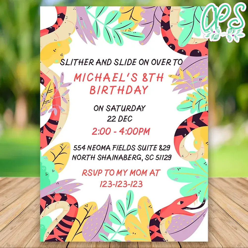 Editable Snake Birthday Flyer Instant Download | CustomPartyShirts