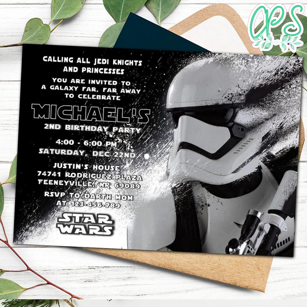 Stormtrooper Invitation Template to Print at Home DIY | CustomPartyShirts