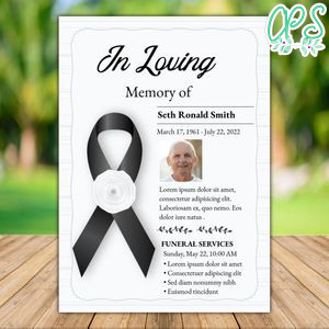 Printable Funeral Card Template Instant Download