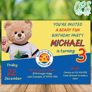 Printable Build A Bear Birthday Party Invitation Instant Download
