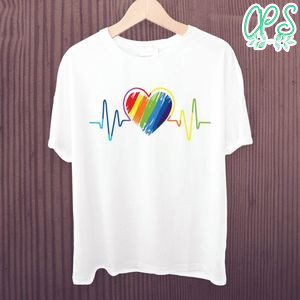 Gay Pride LGBTQ Rainbow Heartbeat SVG Cut File Template Instant Download
