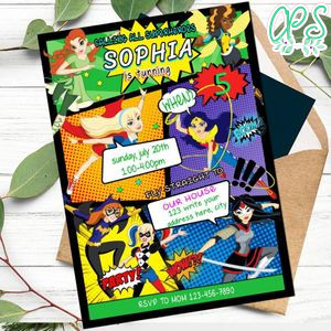 Editable Dc Superhero Girls Birthday Flyer Instant Download
