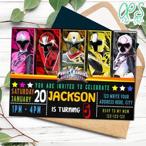 Editable Power ranger invitation Instant Download