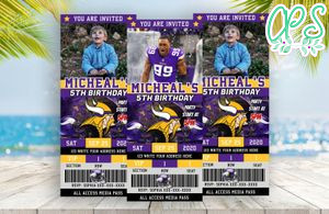 Minnesota Vikings Ticket Birthday Editable Templates Instant Download