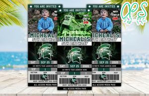 Printable Michigan State Spartans Birthday Ticket Invitations Instant Download
