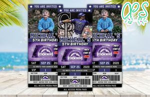 Colorado Rockies Baseball Ticket Birthday Editable Templates Instant Download