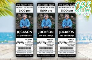 Printable San Antonio Spurs Birthday Ticket With Photo Invitation Instant Download