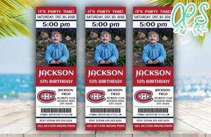 Montreal Canadiens Birthday Ticket With Photo Invitation Instant Download