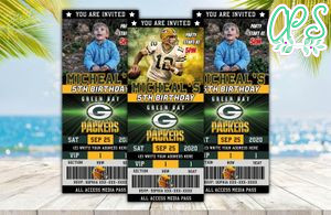 Editable Green Bay Packers Birthday Ticket Invite Instant Download