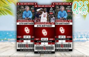 Oklahoma Sooners Ticket Birthday Editable Template Instant Download