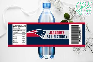 Printable New England Patriots Water Bottle Labels Instant Download
