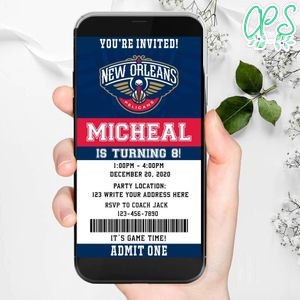 Electronic New Orleans Pelicans Birthday Invitation Instant Download