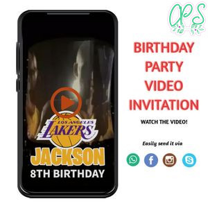 Los Angeles Lakers Birthday Video Invitation Digital Template Customizable Instant Download