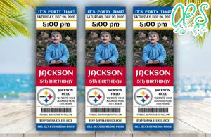 Printable Pittsburgh Steelers Birthday Ticket With Photo Invitation Instant Download