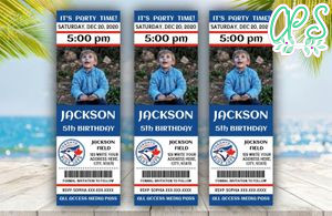 Printable Toronto Blue Jays Birthday Ticket With Photo Invitation Instant Download