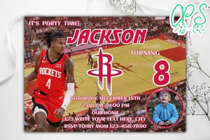 Houston Rockets  Birthday Invitation Template to Print at Home Instant Download