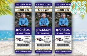 Printable Baltimore Ravens Birthday Ticket With Photo Invitation Instant Download